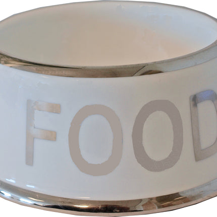 Eetbak Steen Hond Food Wit/Zilver 18cm