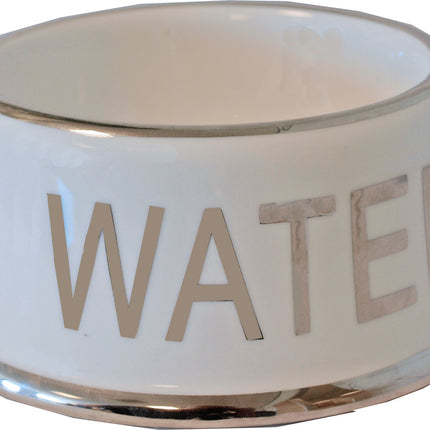 Eetbak Steen Hond Water Wit/Zilver 18cm