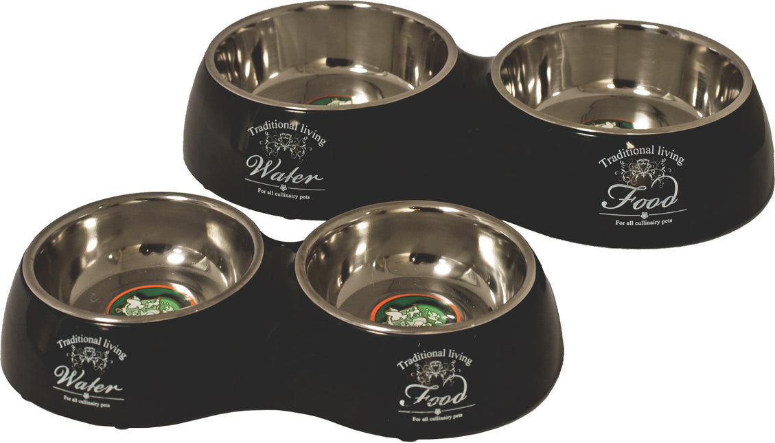 Boon Dubbele Eetbak Hond Water&Food 27cm Zwart