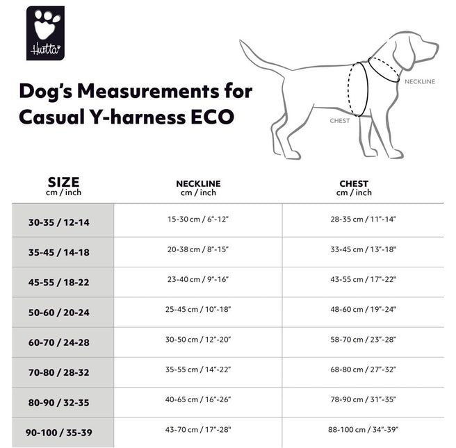 Hurtta Casual Y-Harness ECO zwart 45-55cm