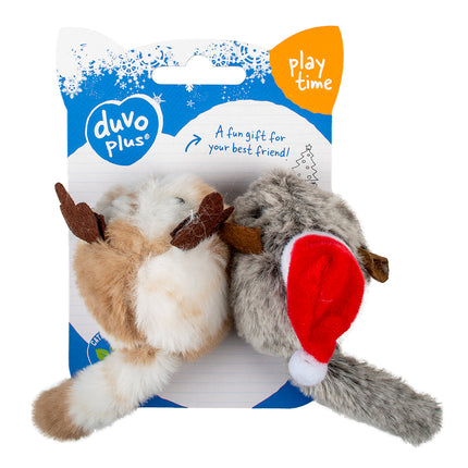 Duvoplus kat Xmas fluffy muizen 2st (15x9x5,5cm)