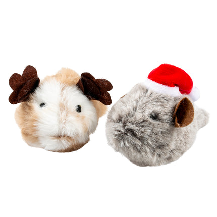 Duvoplus kat Xmas fluffy muizen 2st (15x9x5,5cm)