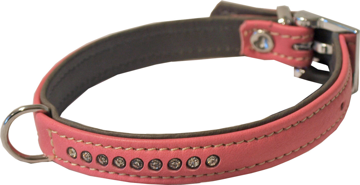 Boon Halsband Nappa+Strass Roze 14Mm/35cm