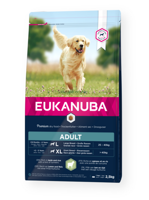 Eukanuba Hondenbrokken Volwassen Groot Lam & Rijst 2,5kg