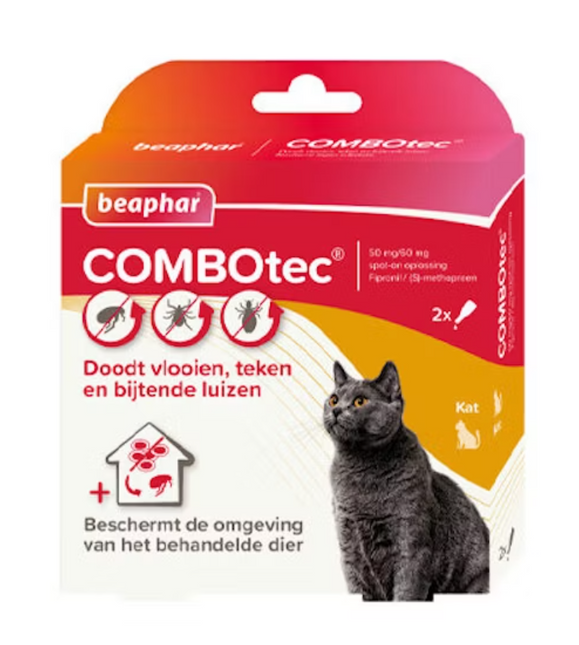 AnimalstoreXL Beaphar COMBOtec Kat Anti-vlooien en tekenmiddel