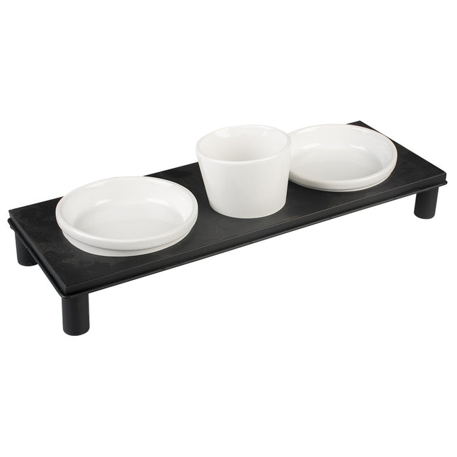 Dinner Set Stone Up Buffet Rectangular 200ml - 41x14,5cm Wit/Zwart