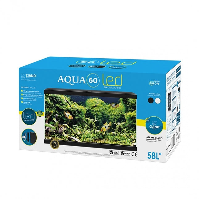 Aquarium aqua 60 LED CF80 zwart