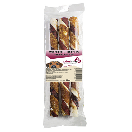 Buffelhuid rolls kip en bacon 25cm 3 stuks