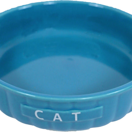 Drinkschotel Steen Kat Ribbel Blauw 14cm