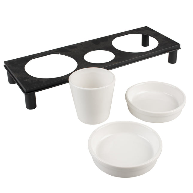 Dinner Set Stone Up Buffet Rectangular 200ml - 41x14,5cm Wit/Zwart