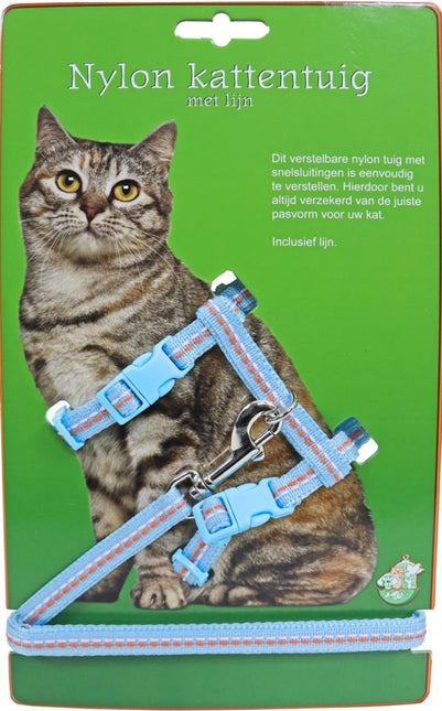 Kattentuig met lijn Nylon Blauw met stiksel